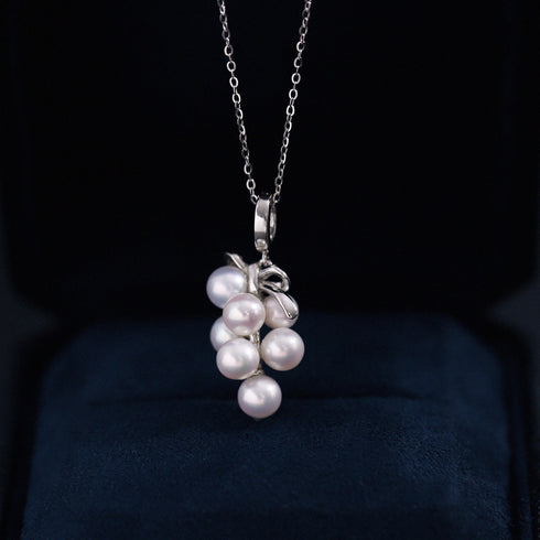 Grapes Pearl Pendant Necklace - Sterling Silver